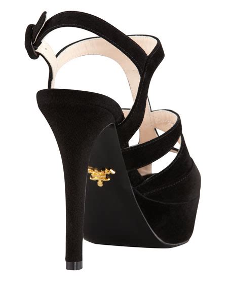 prada suede caged platform slingback sandal black